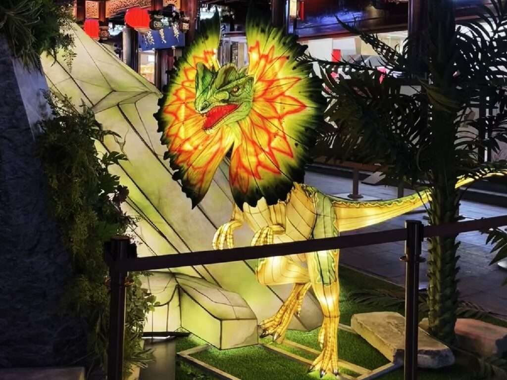 Install dinosaur lanterns