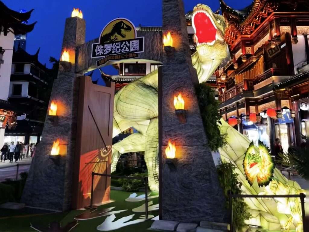dinosaur lantern at an outdoor exhibition