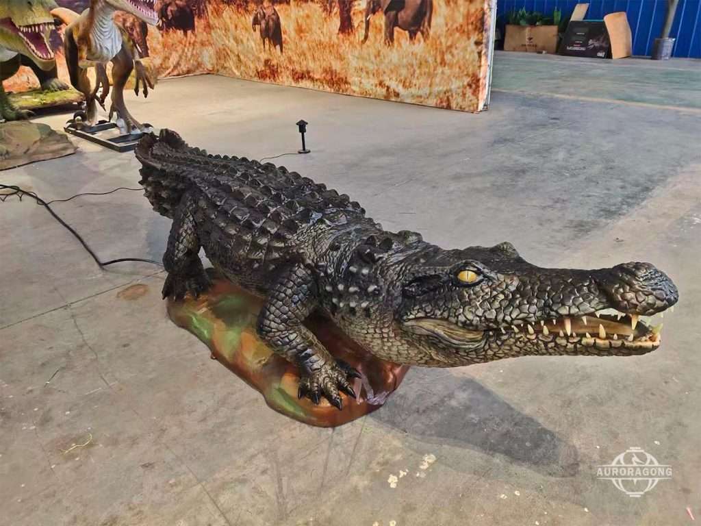 Large animatronic crocodile wildlife display prop
