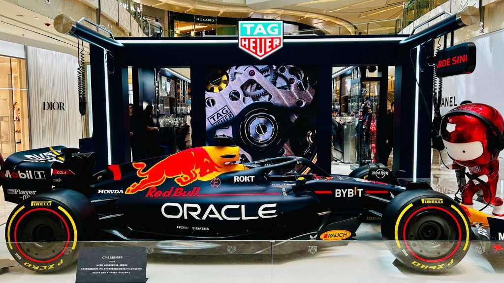 Full-Size F1 Cars on display in shopping mall