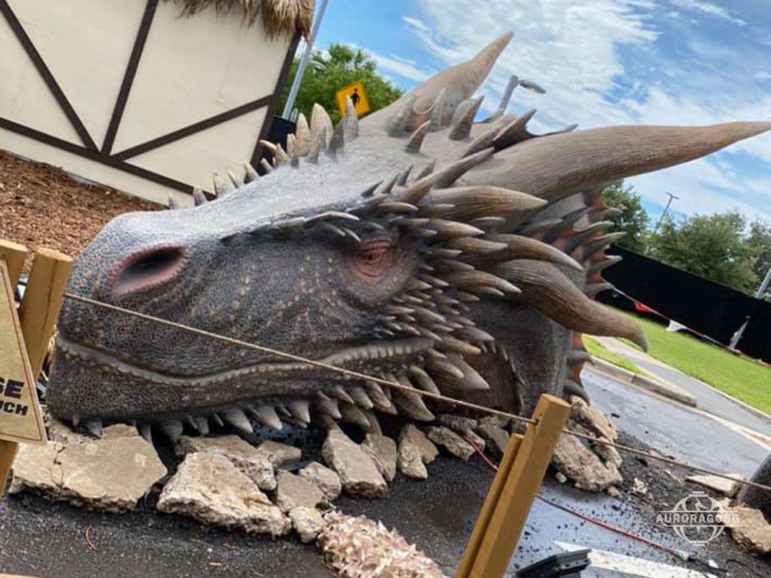 Outdoor close-up of the Giant Animatronic Dragon's head