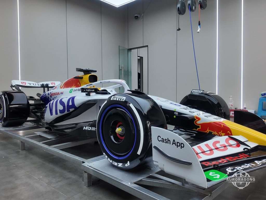 Close-up of F1 Racing Car Model wheels and cockpit