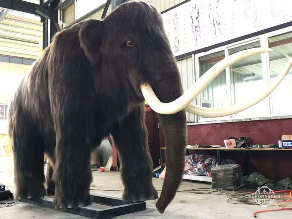 durable animatronic mammoth with realistic sounds and interactive features