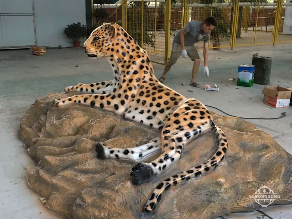 life like leopard fiberglass sculpture
