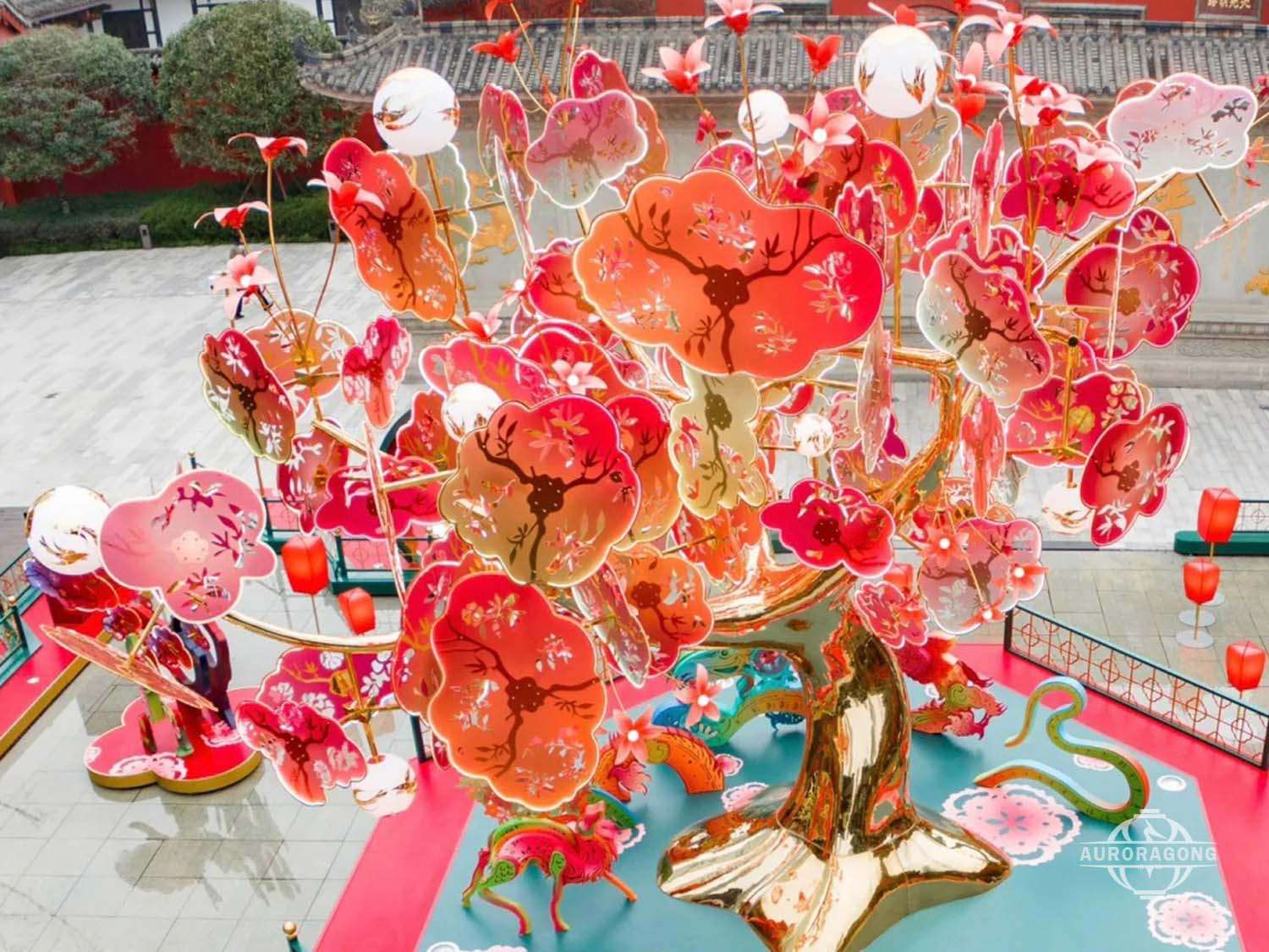 Outdoor Tree And Plants Lantern Lighting Sculpture