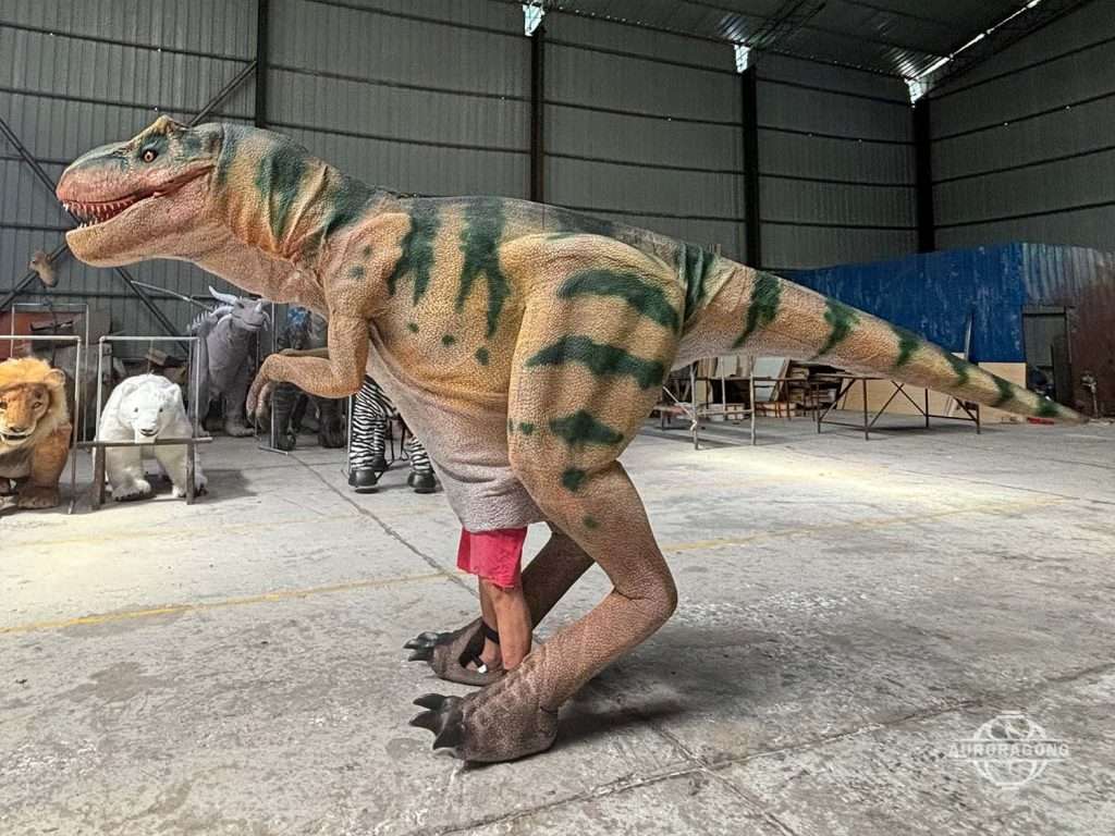 High-quality hand-painted details on T-rex costume