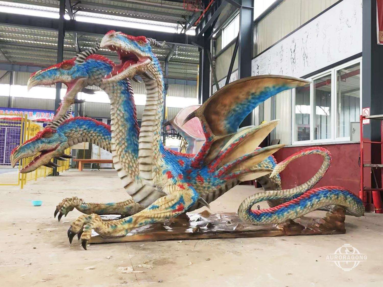 Interactive Exhibition Animatronics Dragon with Lights and Sound