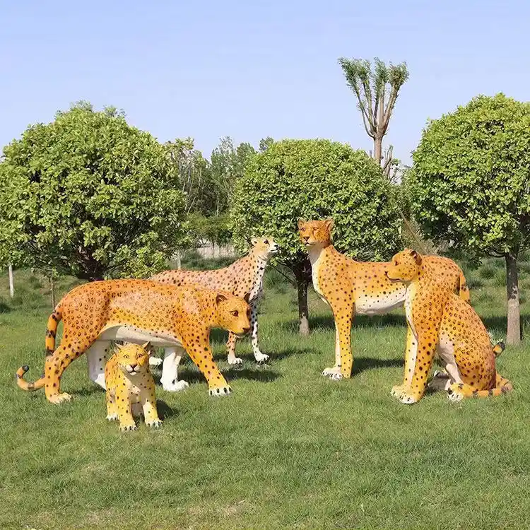 custom leopard statue zoo or wildlife exhibition display