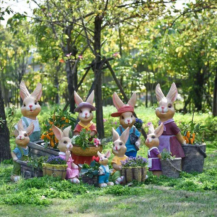 custom rabbit fiberglass sculpture Easter mall event decoration