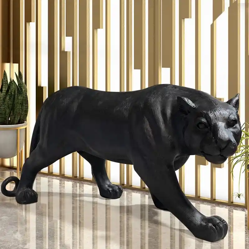 large leopard fiberglass sculpture hotel or resort landscape