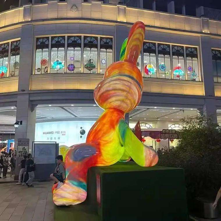 large rabbit fiberglass sculpture commercial plaza landmark