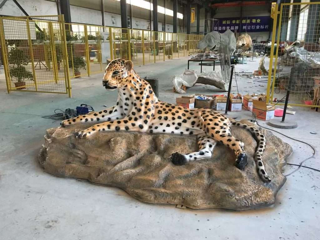 Leopard fiberglass sculpture
