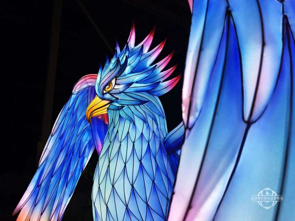 mythical blue phoenix lantern for cultural light festival