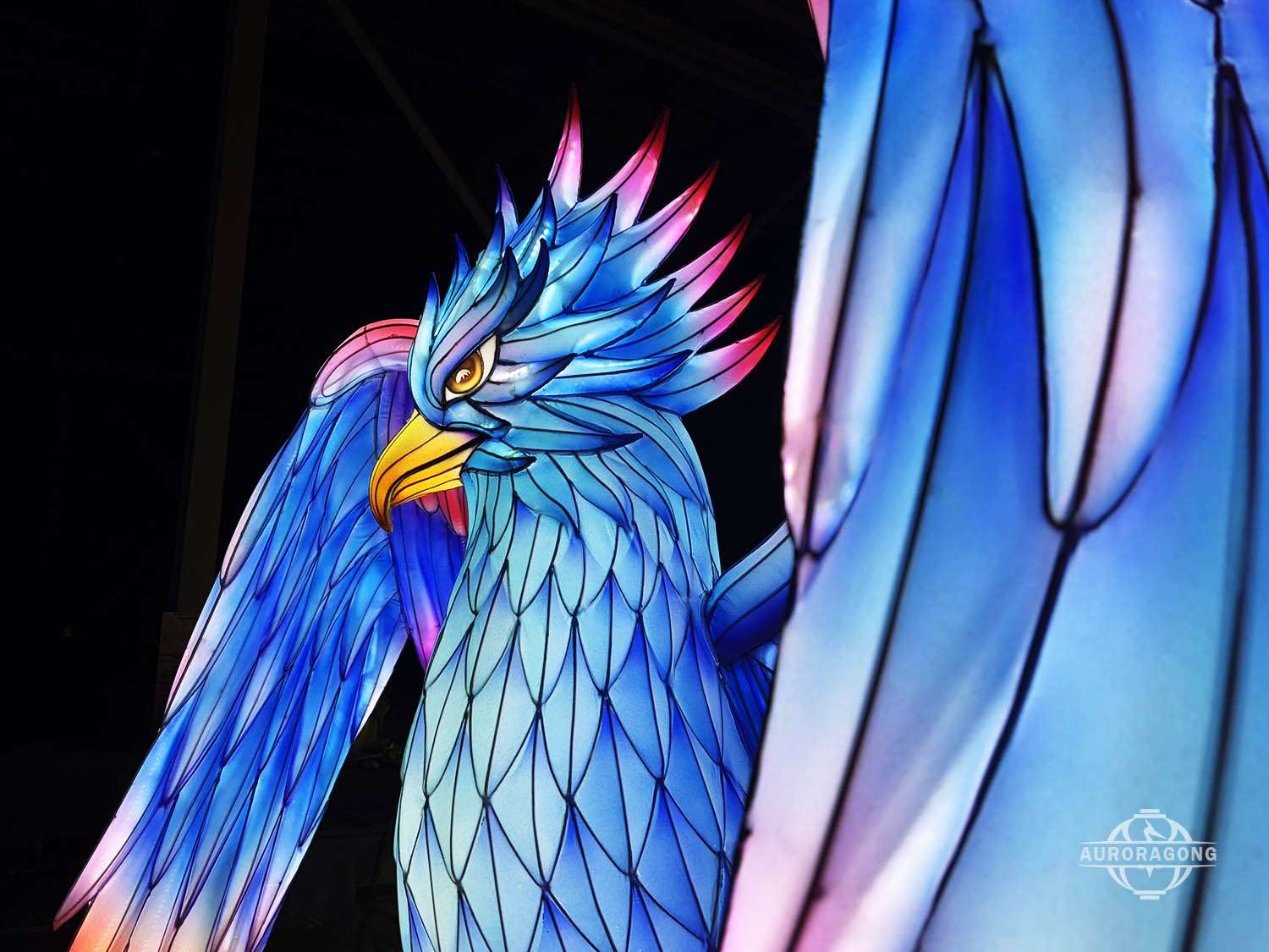 mythical blue phoenix lantern for cultural light festival