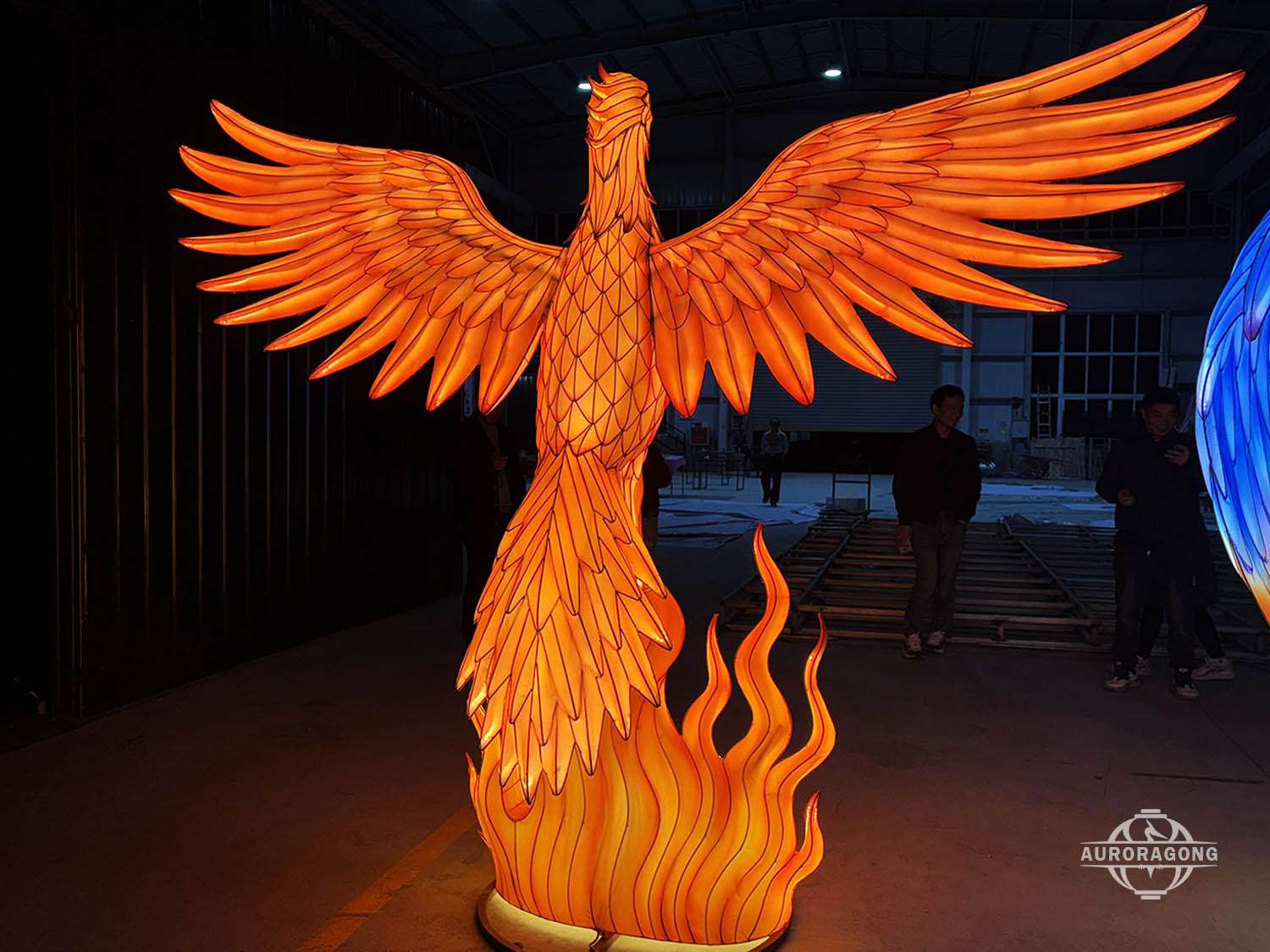 mythical phoenix lantern lighting installation for festival