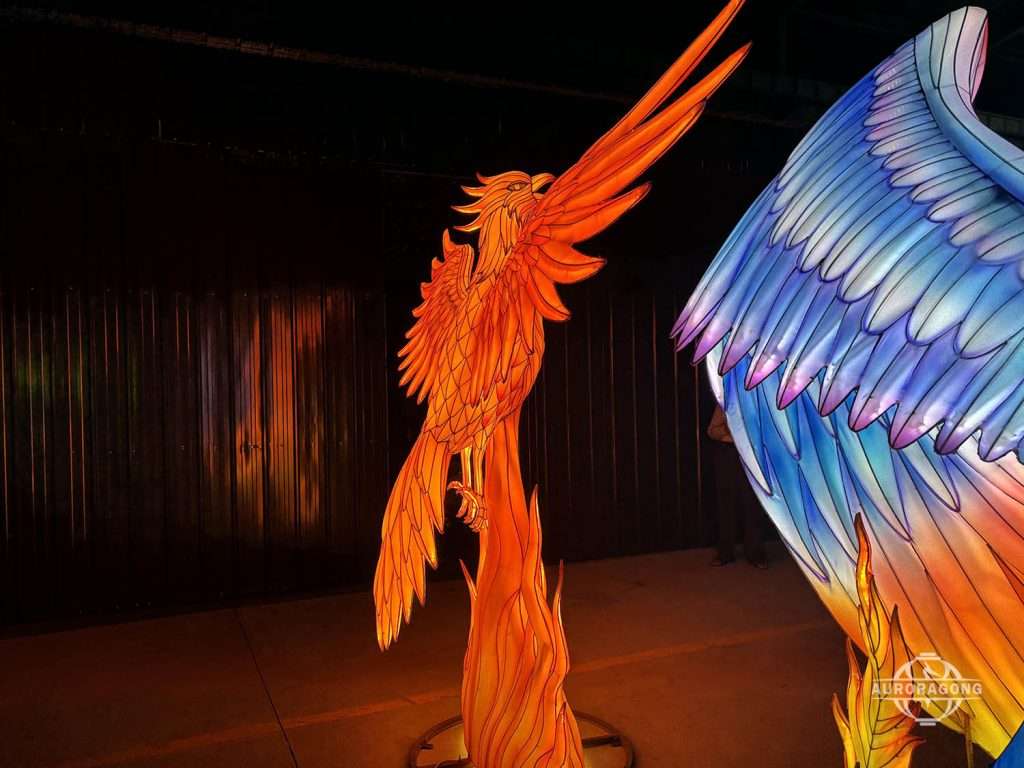 decorative phoenix lantern with LED lighting effects