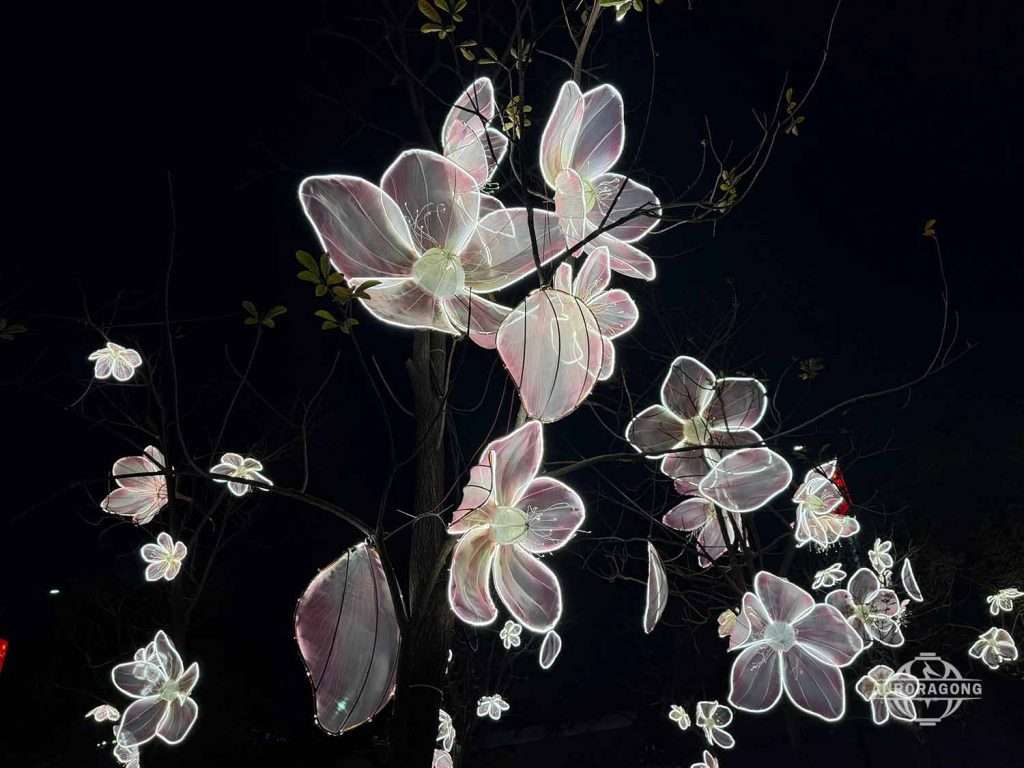 Peach Blossom Lantern at night