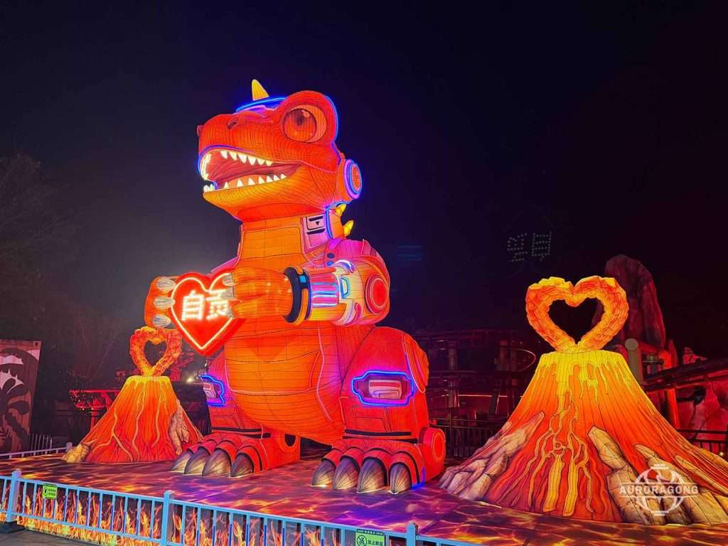 Cyberpunk Volcano Dinosaur Lantern