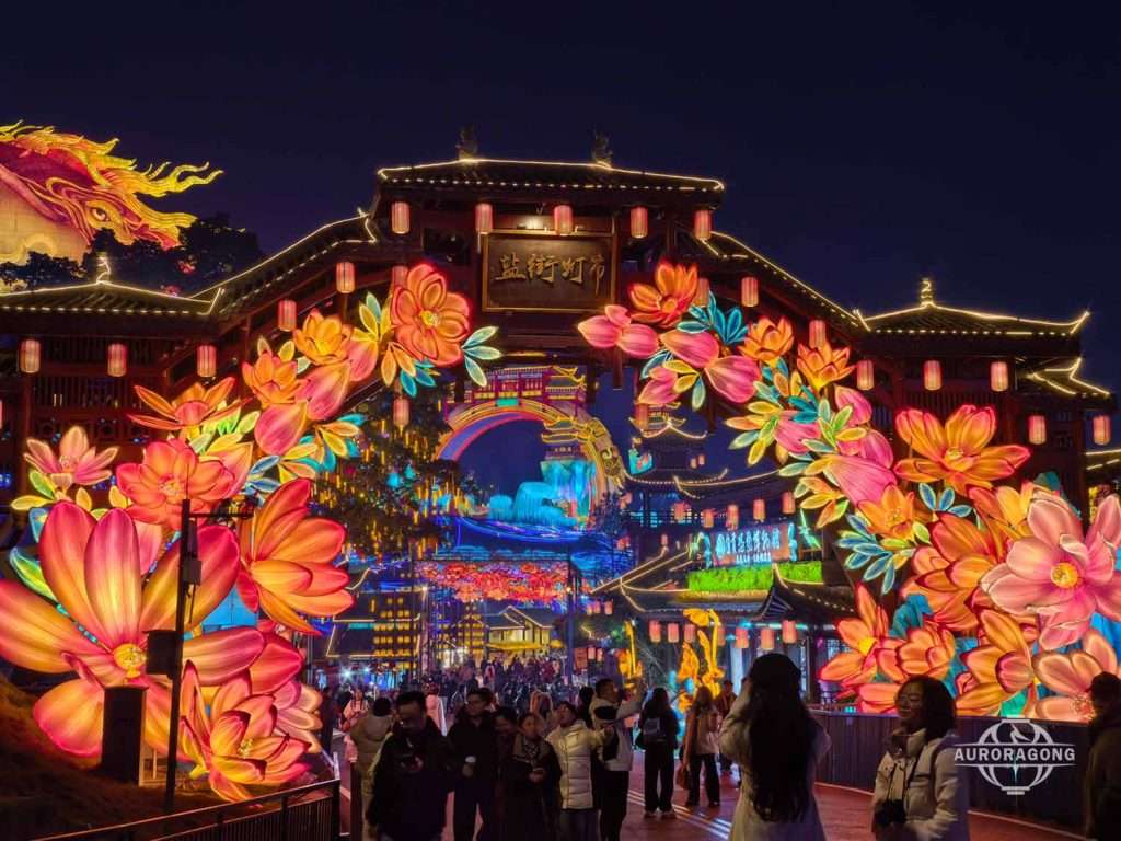 Floral hanging lanterns for spring shopping mall events