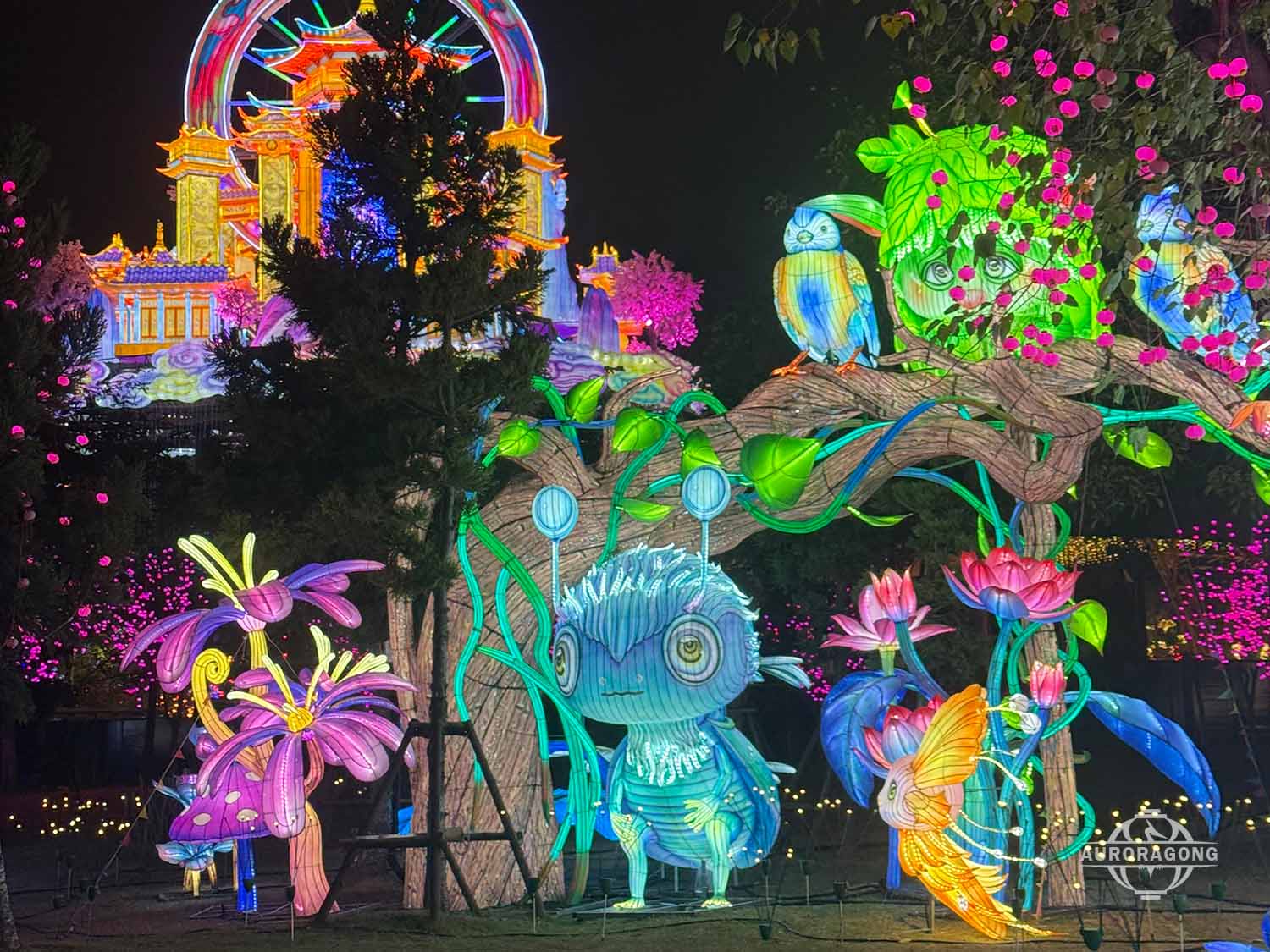 fantasy lantern cluster with cartoon elf characters