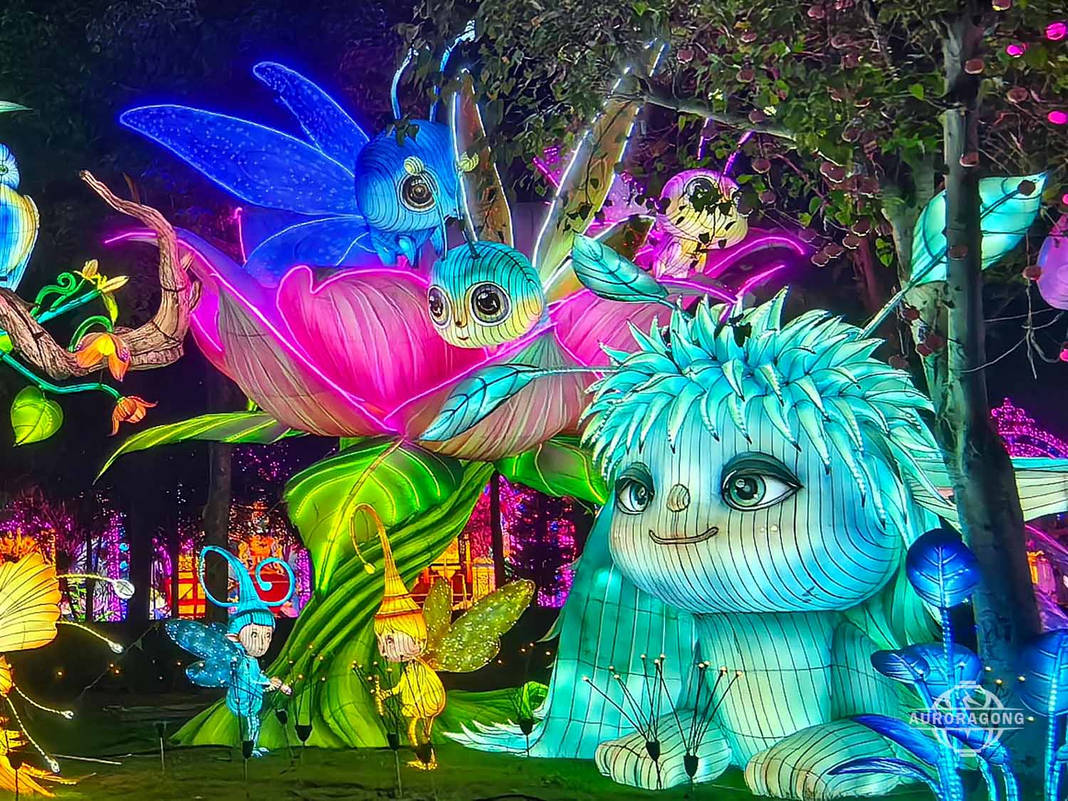 fairy lantern group arrangement in themed garden setting
