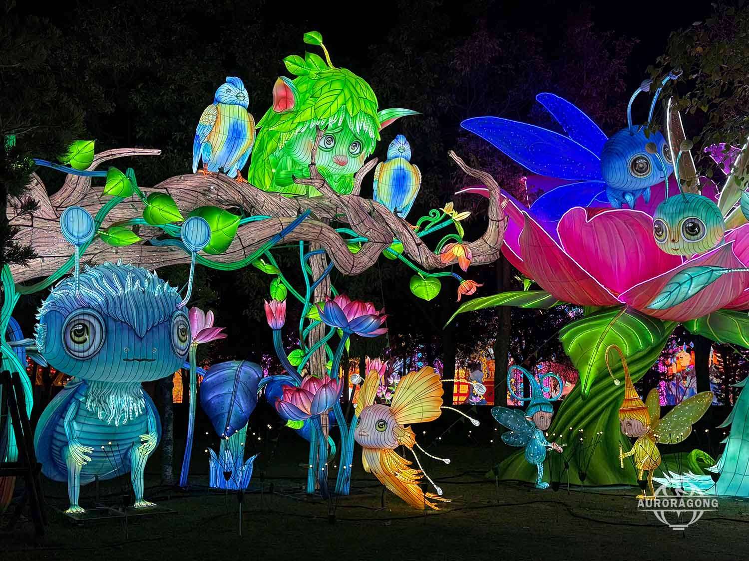 custom fairy lantern installation in outdoor garden