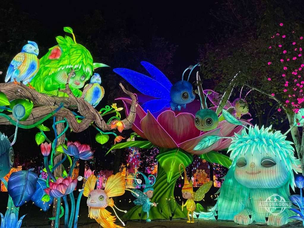 multi character elf lantern group installation display