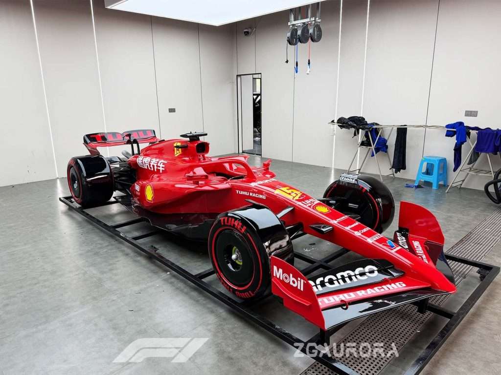 Custom-built full-scale F1 race car model at Tuhu F1 City Tour