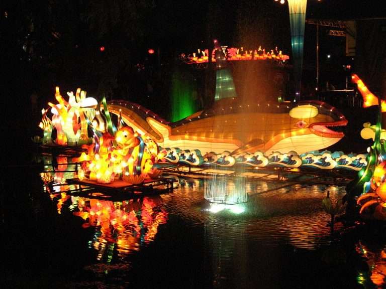 Giant whale lantern installation