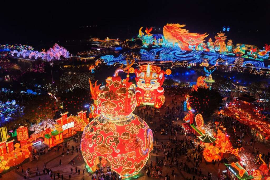 large scale festive lantern installation project