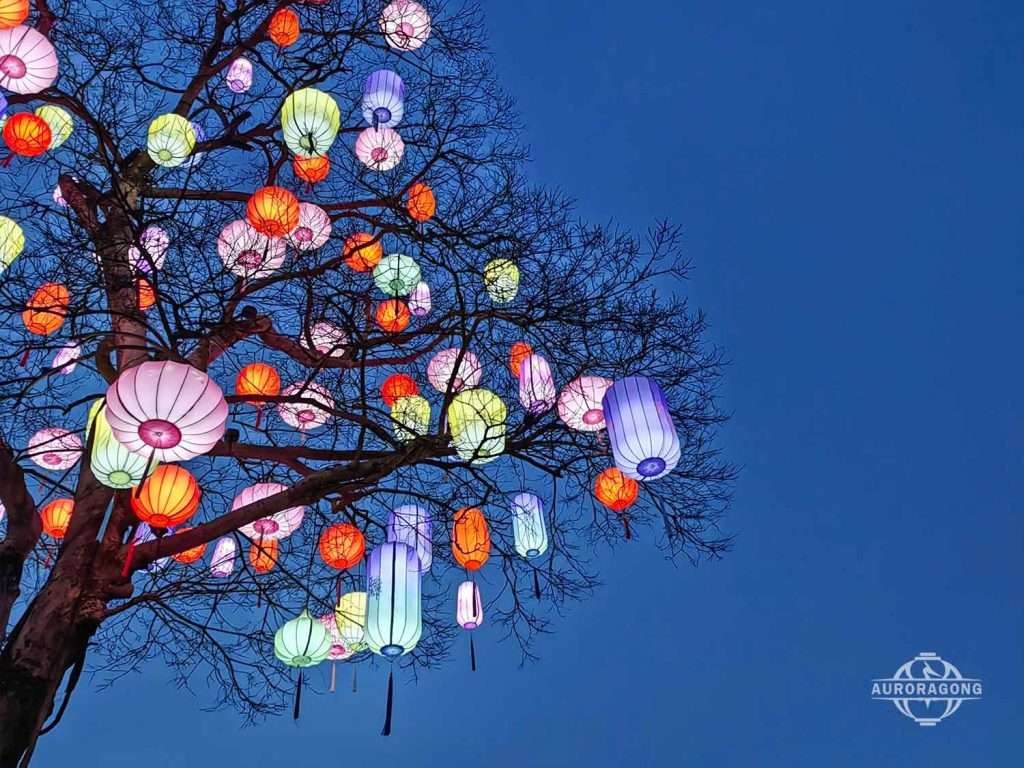 Hanging Festival Lanterns on Tree