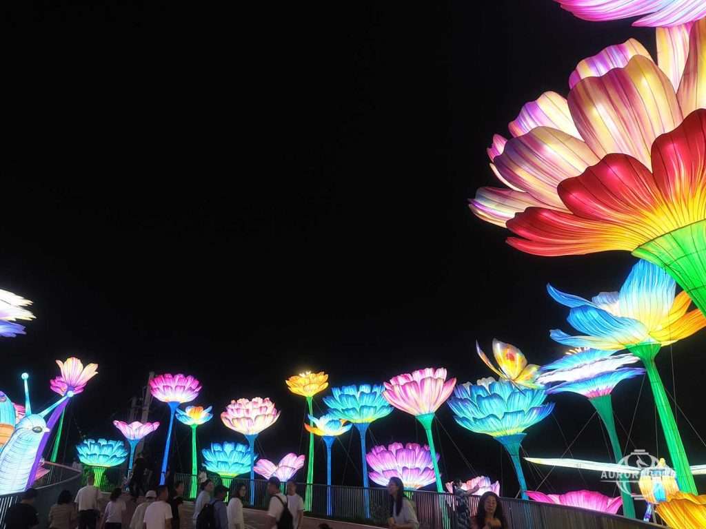 Giant Glowing Colorful Flower Walkway Lantern Display