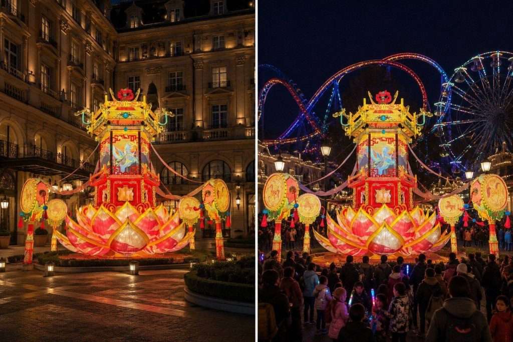 Chinese Palace Lantern serving different functions in hotel and theme park