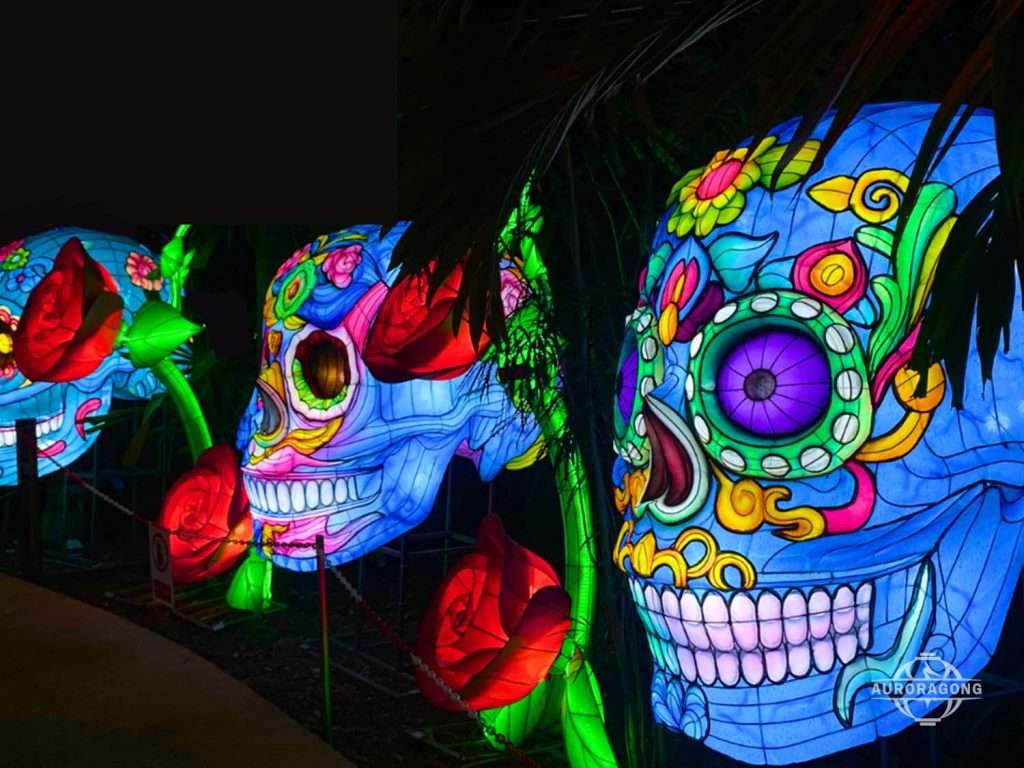 Halloween Blue Sugar Skull Lantern